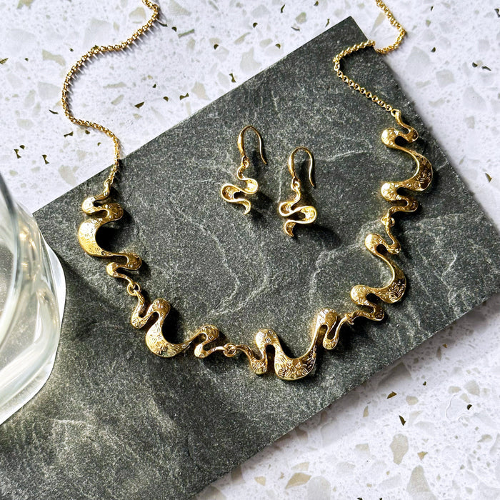 Boho Shifting Waves Dangle Earrings, Abstract Ocean Wave Minimalist Drop Earrings, Mother's Day Gift for Her, Available in Gold, Silver, Rose Gold
