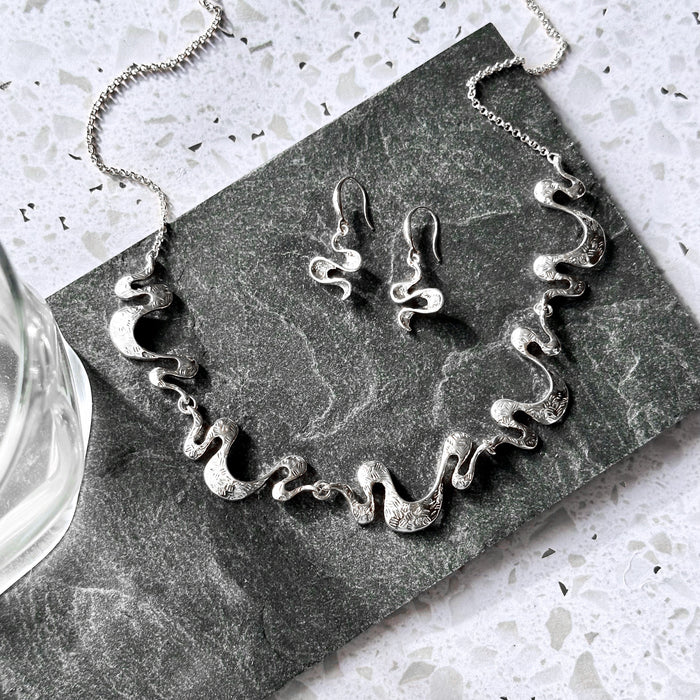 Boho Shifting Waves Dangle Earrings, Abstract Ocean Wave Minimalist Drop Earrings, Mother's Day Gift for Her, Available in Gold, Silver, Rose Gold