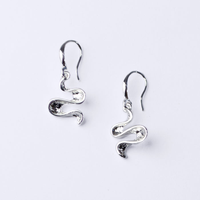 Boho Shifting Waves Dangle Earrings, Abstract Ocean Wave Minimalist Drop Earrings, Mother's Day Gift for Her, Available in Gold, Silver, Rose Gold