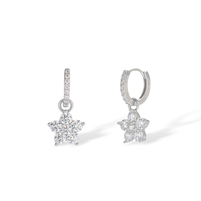 Bravoure White Floral Huggie Earrings