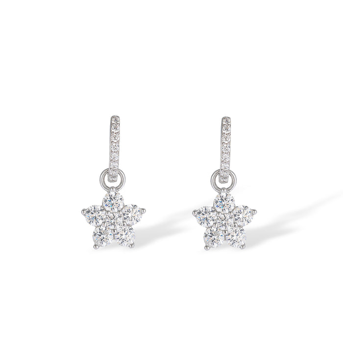 Bravoure White Floral Huggie Earrings