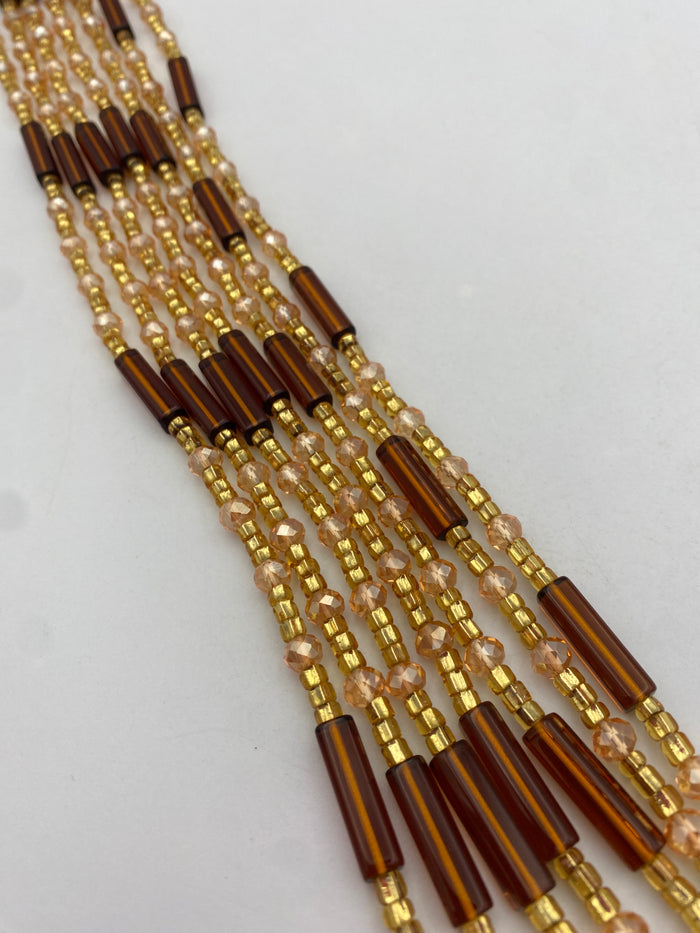 Brown crystal WaistBead | Luxury Crystal Waist Bead | Tie On | 45” -50”