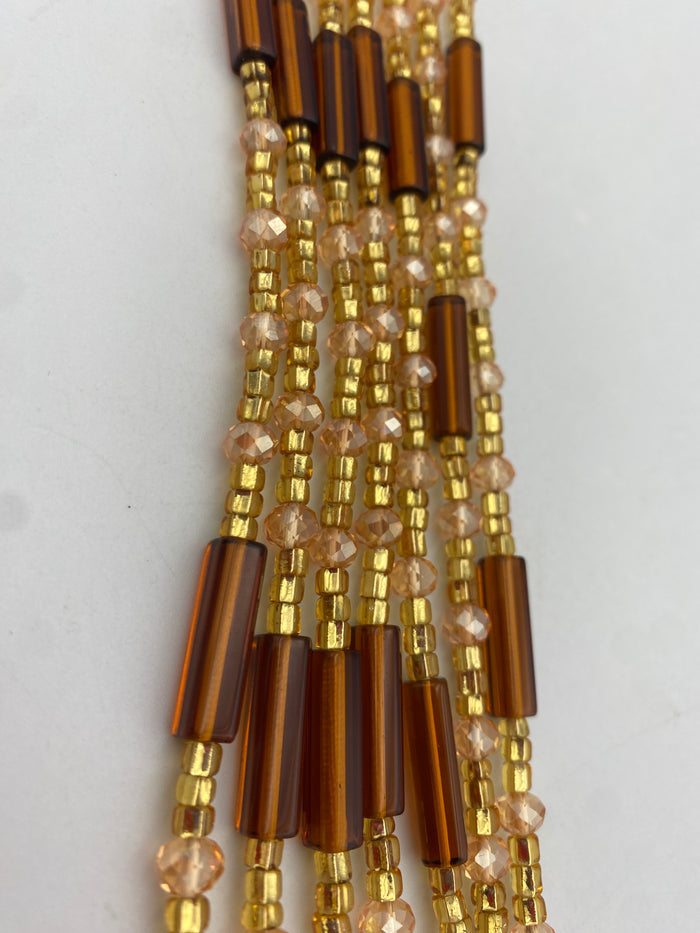 Brown crystal WaistBead | Luxury Crystal Waist Bead | Tie On | 45” -50”