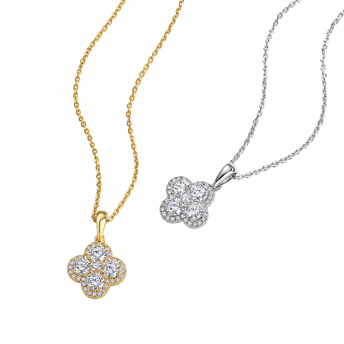 Brunswind 14K Gold Trèfle Moissanite Necklace