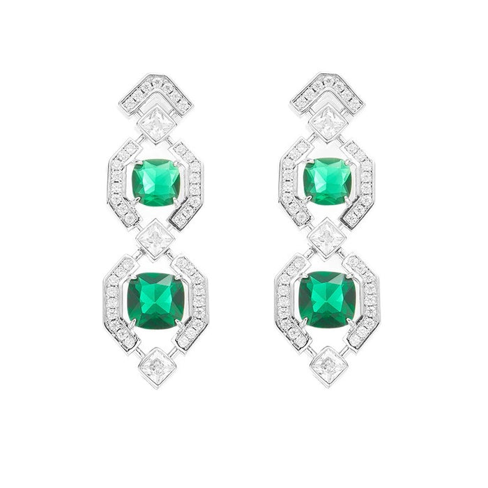 Bruntraud Green Cushion Earrings