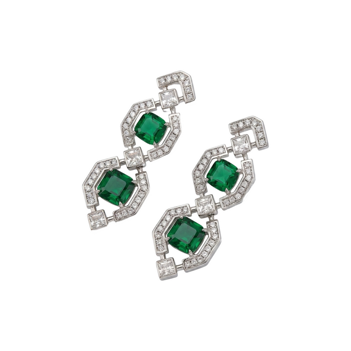Bruntraud Green Cushion Earrings