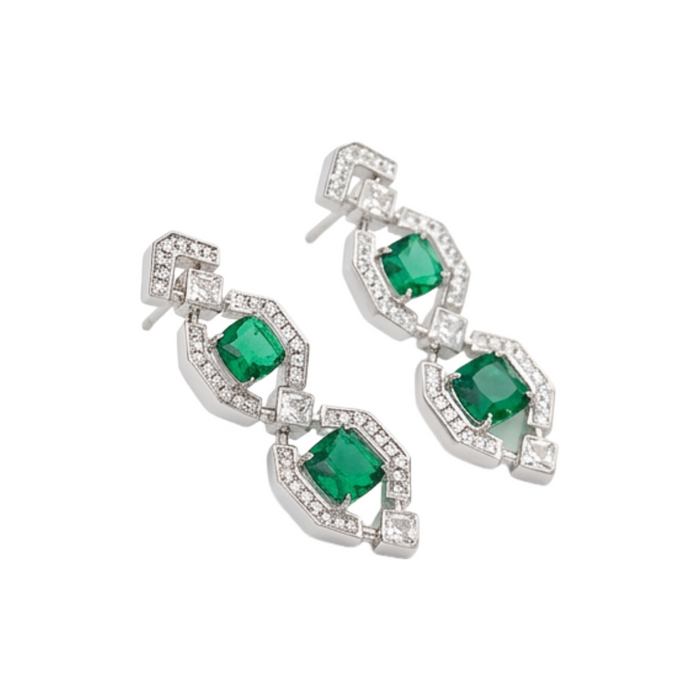 Bruntraud Green Cushion Earrings