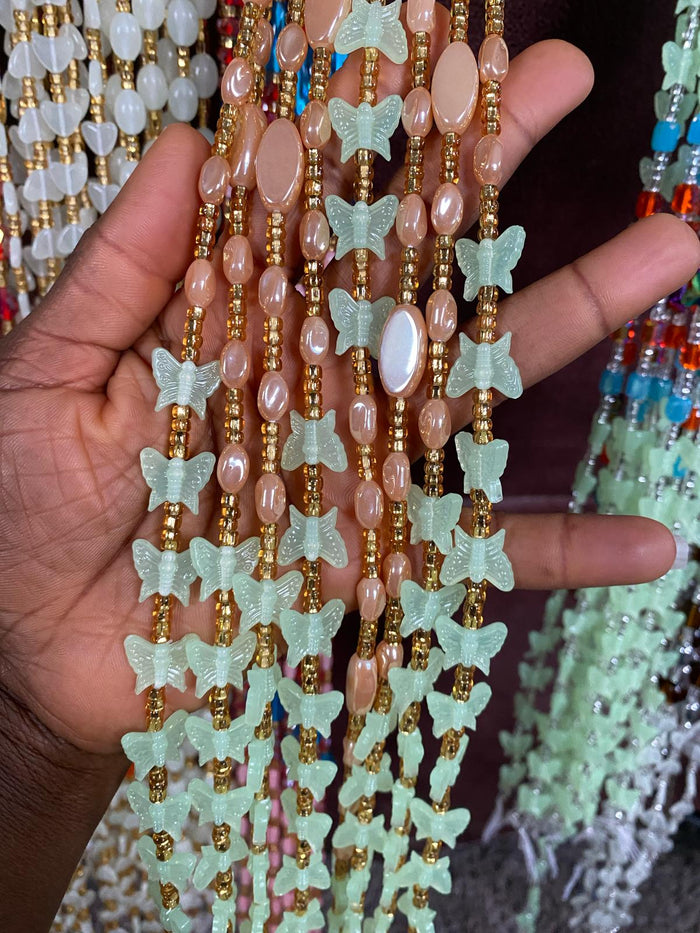 Butterfly Glow Tie-On Waist Beads (45”-50”)
