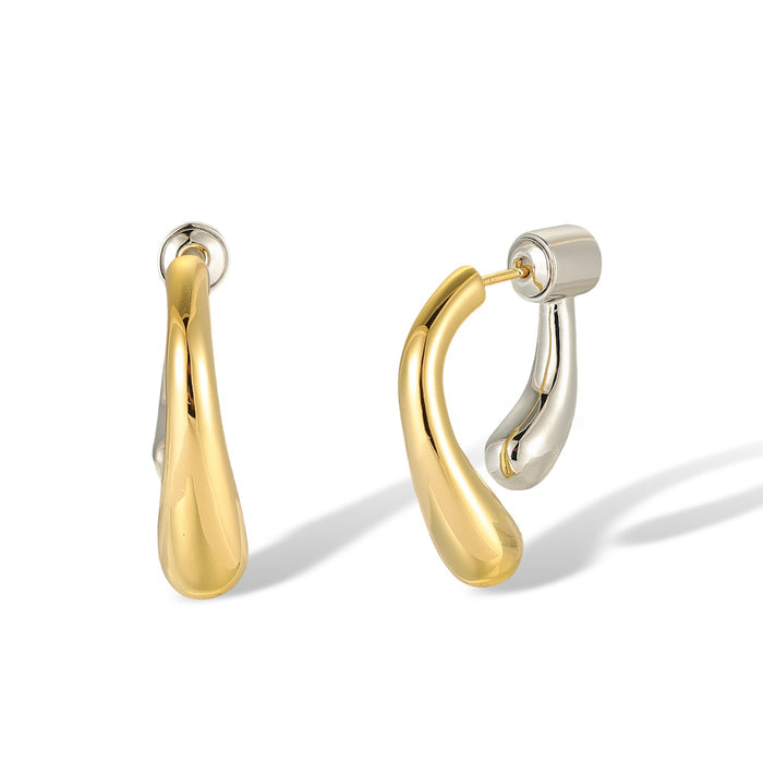 Cäcilia 14K Gold Two-Tone Curve Earrings