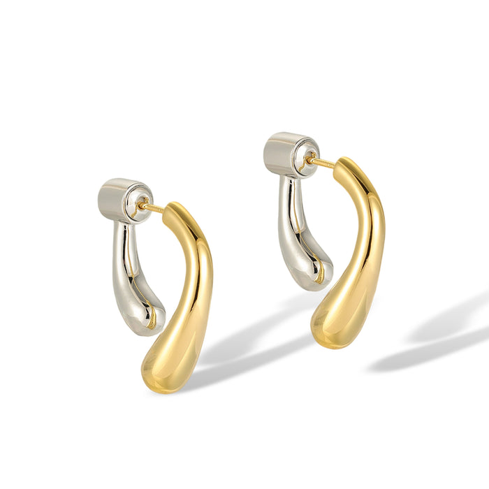 Cäcilia 14K Gold Two-Tone Curve Earrings