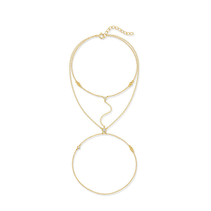 Caja 14K Gold Dual-Layer Linked Finger Bracelet