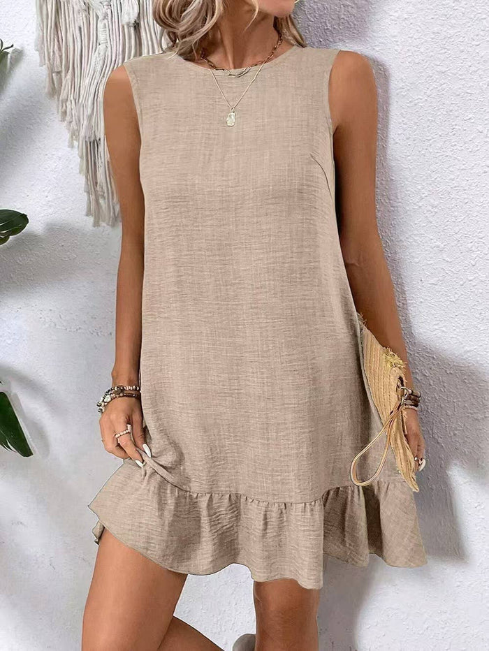 Casual tank dress with lace ruffles
