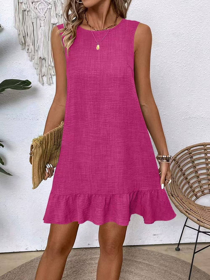 Casual tank dress with lace ruffles