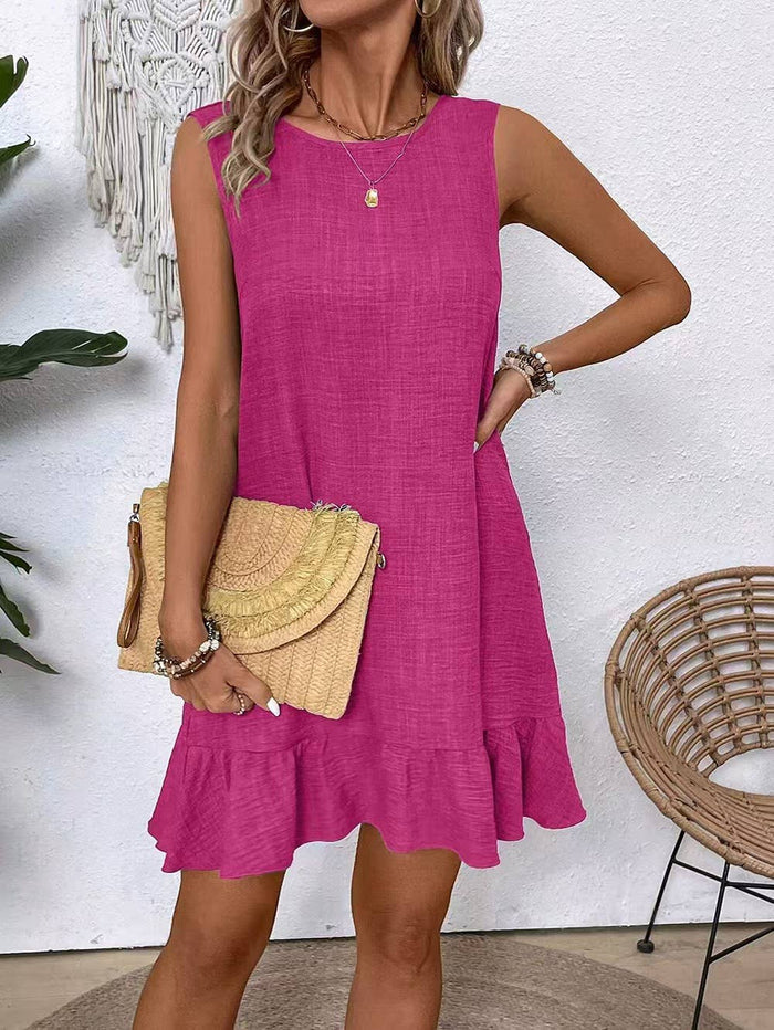 Casual tank dress with lace ruffles