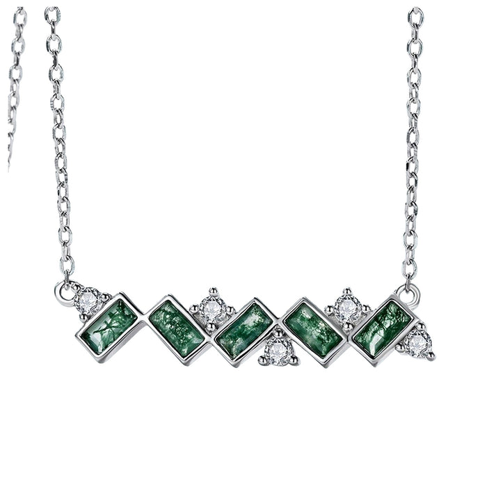 Catel Green Moss Baguette Necklace
