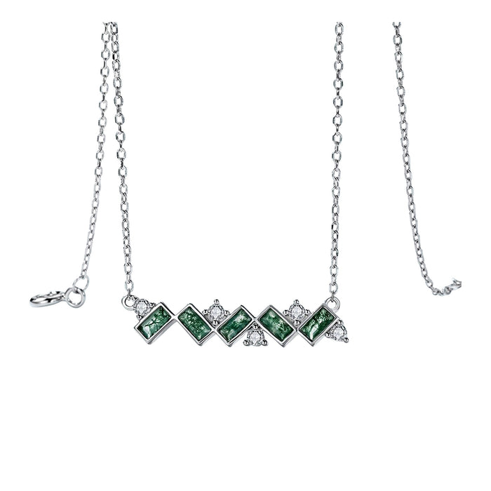 Catel Green Moss Baguette Necklace