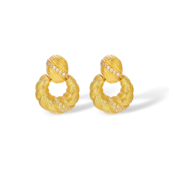Célinde 14K Gold Twisted Round Drop Earrings