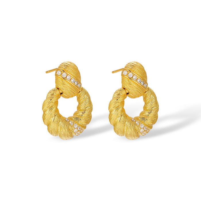 Célinde 14K Gold Twisted Round Drop Earrings
