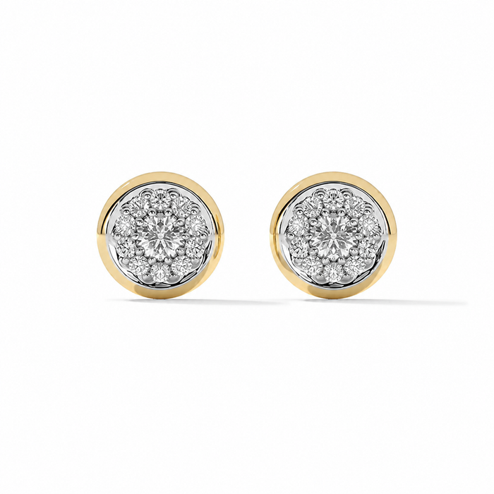 Céphise 18K Gold Bezel Round Stud Earrings