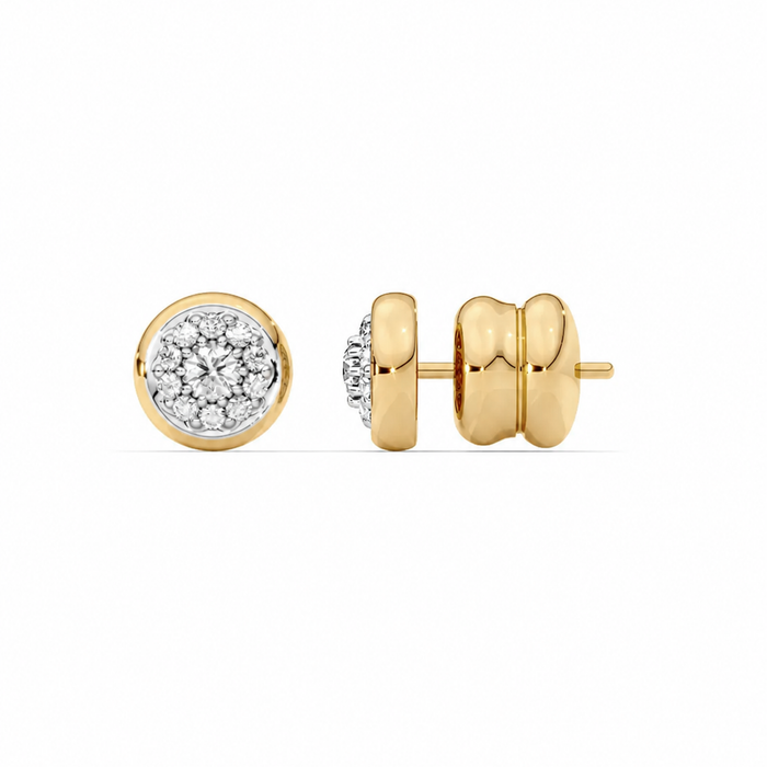 Céphise 18K Gold Bezel Round Stud Earrings