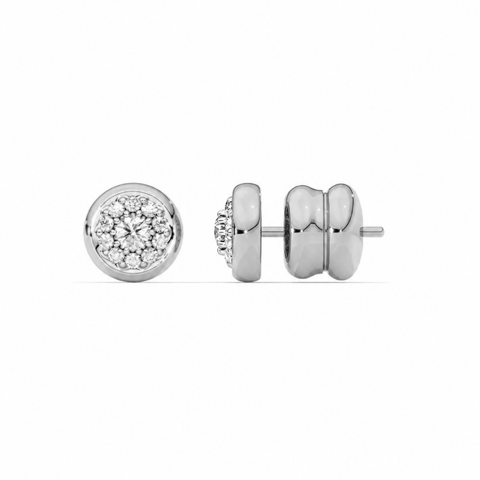 Céphise 18K Gold Bezel Round Stud Earrings