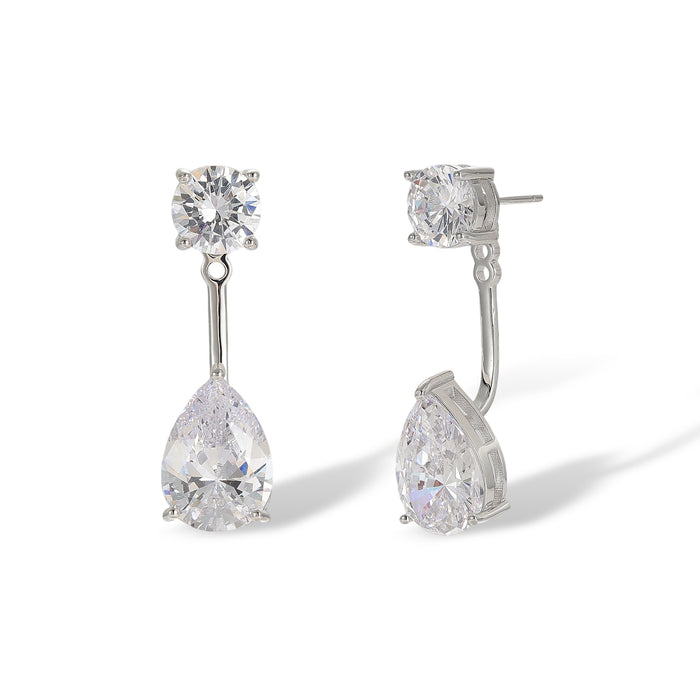 Chantal White Teardrop Round Drop Earrings