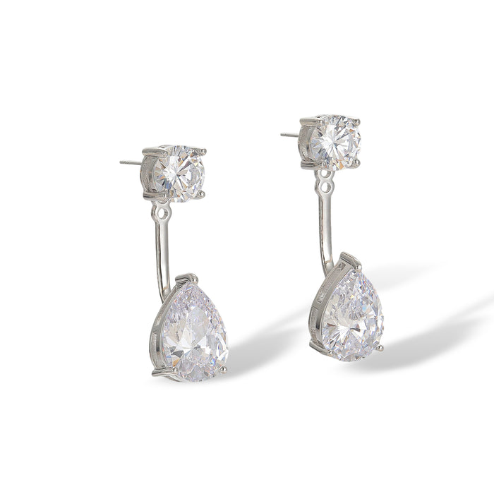 Chantal White Teardrop Round Drop Earrings