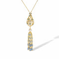 Charette Blue Cage Pearl Starburst Tassel Necklace