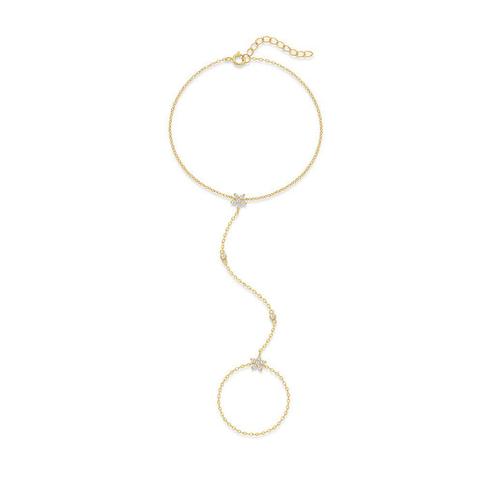 Charlette 18K Gold Floral Linked Finger Bracelet