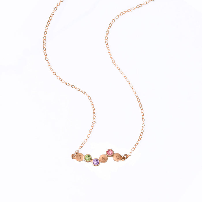 Cherished Connections Birthstone and Initial Necklace Horizontal Connector Pendant