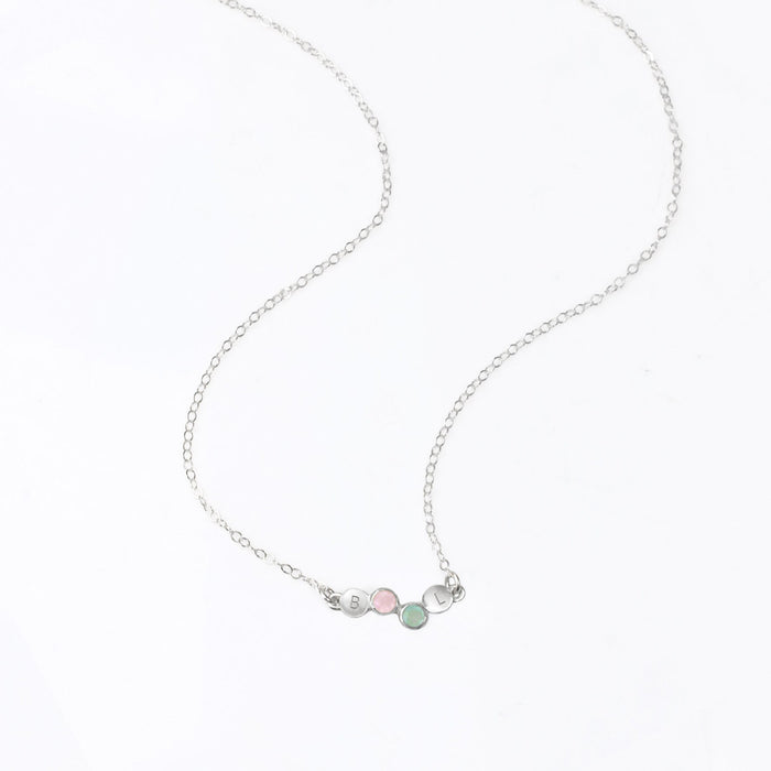 Cherished Connections Birthstone and Initial Necklace Horizontal Connector Pendant