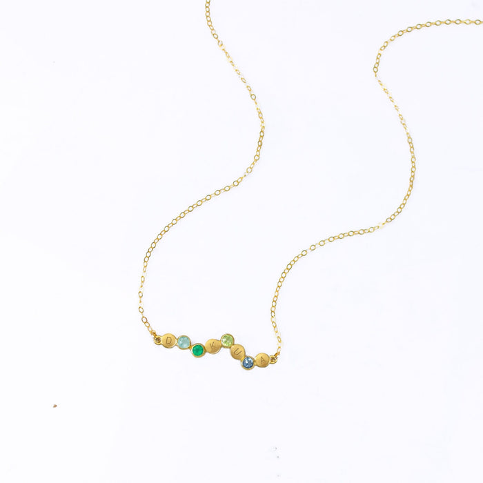 Cherished Connections Birthstone and Initial Necklace Horizontal Connector Pendant