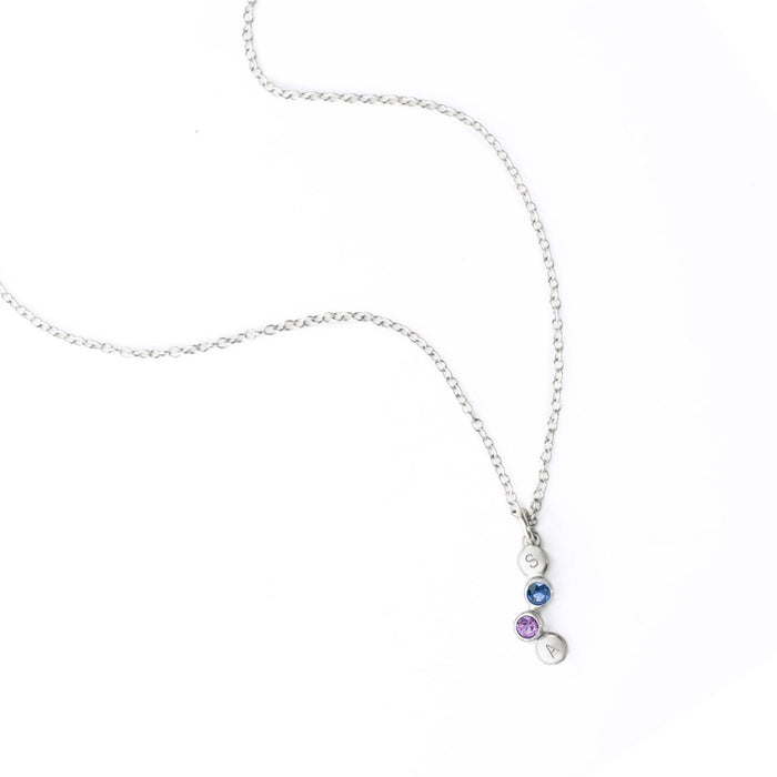 Cherished Connections Birthstone and Initial Necklace Vertical Pendant
