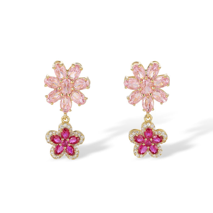 Chryseis Pink Floral Drop Earrings
