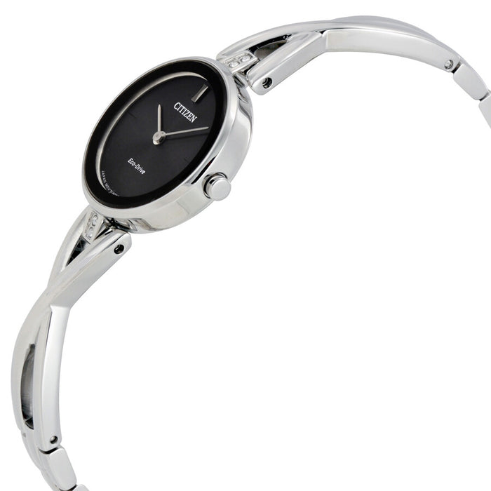 Citizen Eco-Drive Silhouette EX1420-50E – Stainless Steel Bangle Bracelet, Black Dial Ladies’ Watch