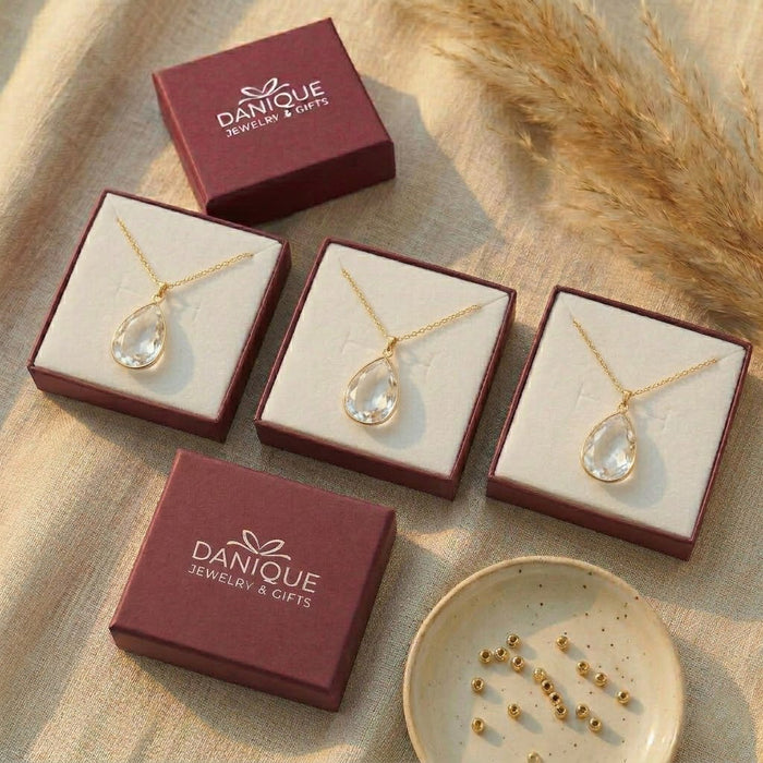 clear quartz necklace gift box packaging jewelry gift for her