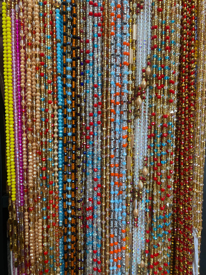 Clearance- Wholesale Crystal Waist Beads- Tie On 45”-50”- 25 pieces