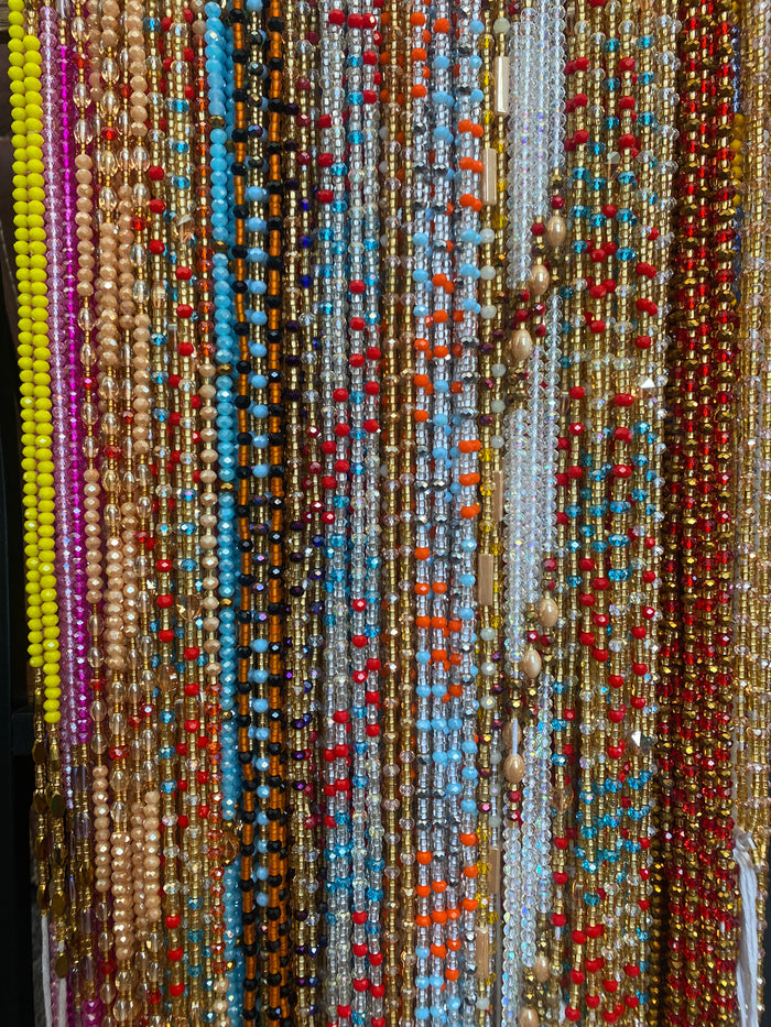 Clearance- Wholesale Crystal Waist Beads- Tie On 45”-50”- 25 pieces