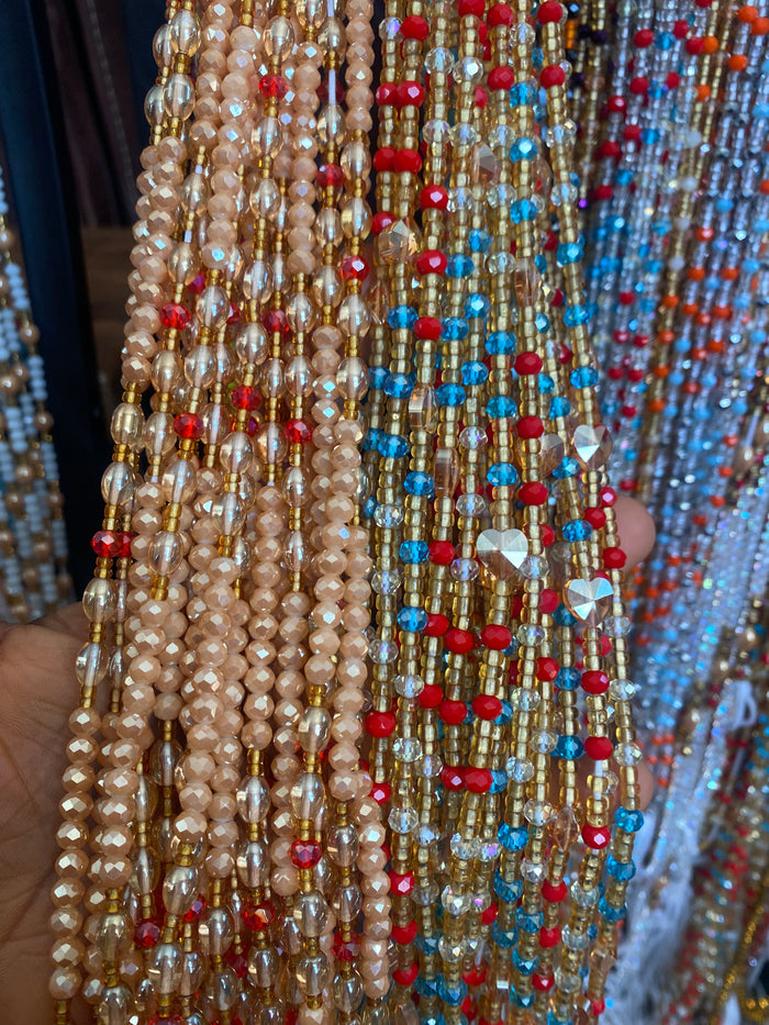 Clearance- Wholesale Crystal Waist Beads- Tie On 45”-50”- 25 pieces