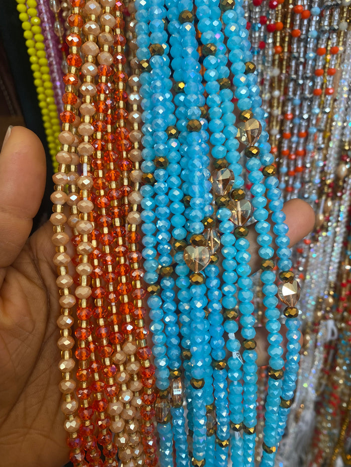 Clearance- Wholesale Crystal Waist Beads- Tie On 45”-50”- 25 pieces