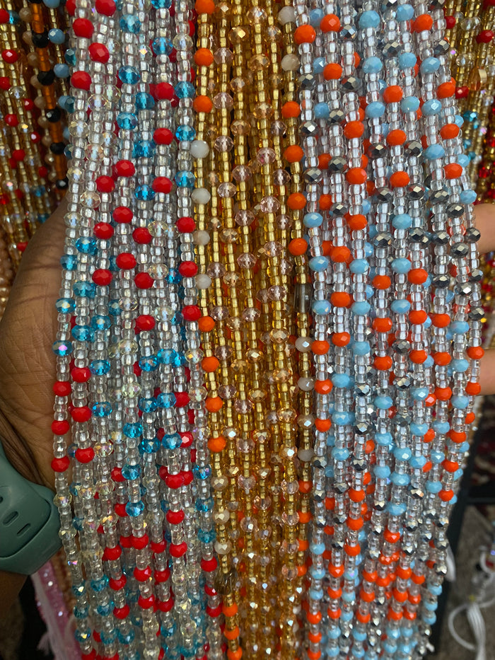 Clearance- Wholesale Crystal Waist Beads- Tie On 45”-50”- 25 pieces