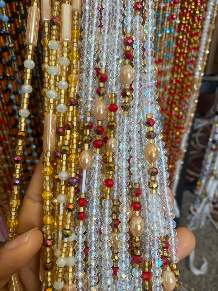Clearance- Wholesale Crystal Waist Beads- Tie On 45”-50”- 25 pieces