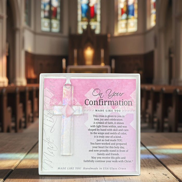 Confirmation Gift Cross For Girl: USA Handmade Glass