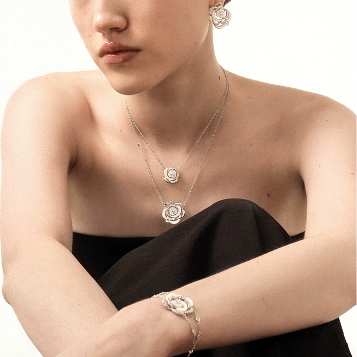 Cosima White Rose Mother-of-Pearl Floral Necklace