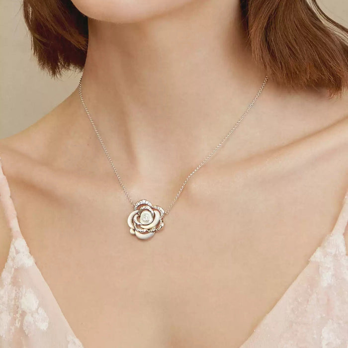 Cosima White Rose Mother-of-Pearl Floral Necklace