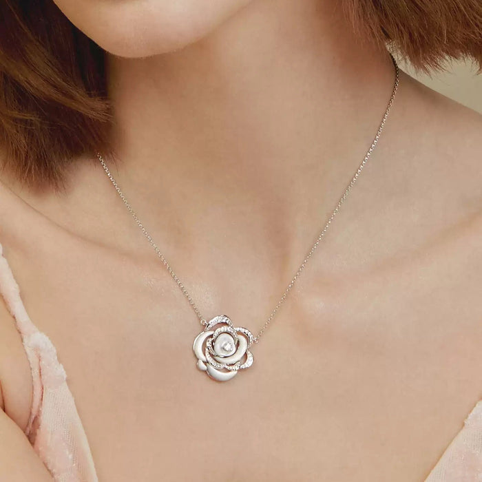 Cosima White Rose Mother-of-Pearl Floral Necklace