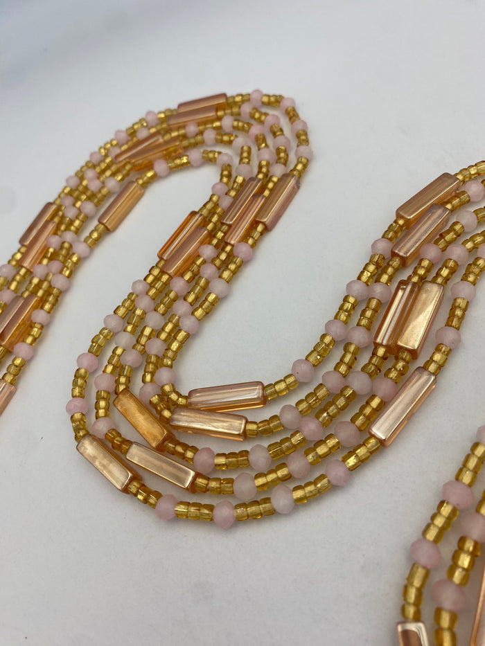 Crystal WaistBead | light Pink and Rose Gold Crystal Waist Bead | Body Jewelry| Tie On | 45” -50”