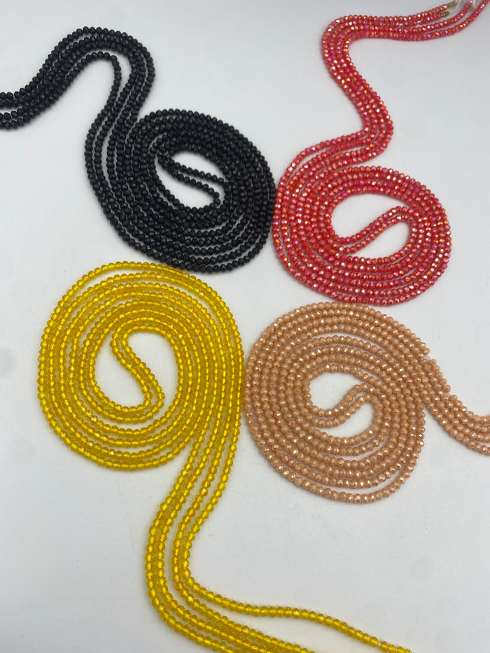 Crystal WaistBeads -Waist Beads – Variety of Styles – African Waist Jewelry – Tie-On (45”) – Add to Cart, Buy Now – Price Per 1 Waist Bead