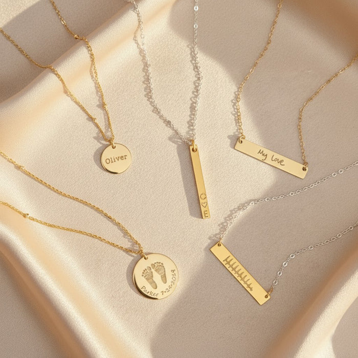 A mix of mama jewelry bar and disc necklaces together. Engraved bar necklace for mom with initials Personalized bar necklace for mama's birthday Custom family bar necklace for mom's gift Engraved bar pendant for mom's special day Personalized bar necklace for mother bear Custom bar necklace for moms with kids' birthstones Engraved family bar necklace for mama's heart