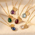 Custom birthstone and initial charm necklace gold personalized jewelry